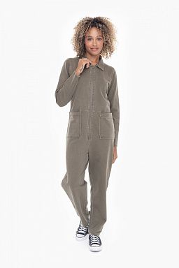 Mineral Wash Cotton Blend Jumpsuit