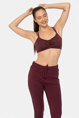 Mineral Wash Cotton Blend Lounge Bra Plum 24