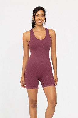 Mineral Wash Ribbed Active Plum 24