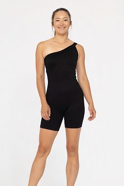 One-Shoulder Sculpt Active Romper Black