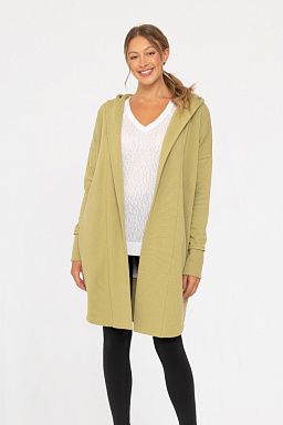 Open Front Longline Hoodie Cardigan Cactus green