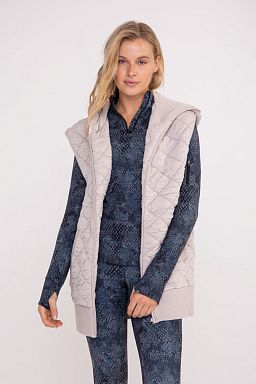 Oversized Quilted Fleece Vest Hooded