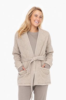 Quilted Mineral Washed Wrap Jacket