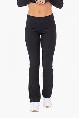 Ribbed Foldover Waist Lounge Flare Pants