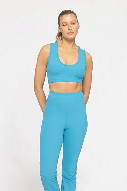 RIBBED V-NECK SPORTS BRA Blue jay