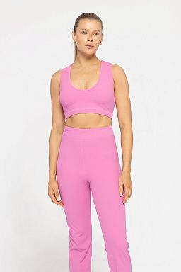 RIBBED V-NECK SPORTS BRA Fuschia