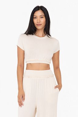 Smocked Waist Boxy Cropped Tee