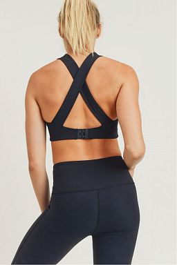 Split Front Overlay Back Adjustable Sports Bra