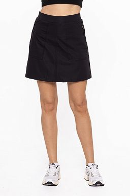 Square Pockets High-Waisted Skirt Black