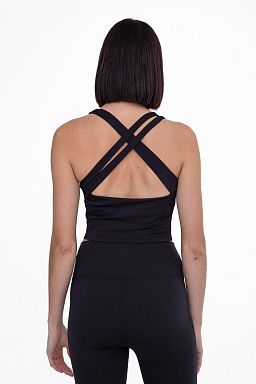 Strap Back Cropped Top with Built-In Sports Bra