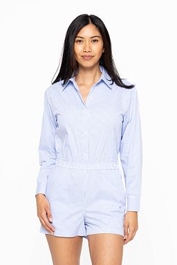 Striped Cotton Blend Button Down Blue stripe