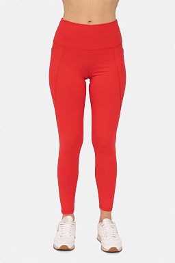 Tapered Band Essential Solid High-Waist Leggings Cherry