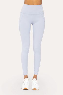 Tapered Band Essential Solid High-Waist Leggings Coastal blue