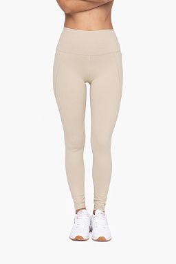 Tapered Band Essential Solid High-Waist Leggings Green khaki