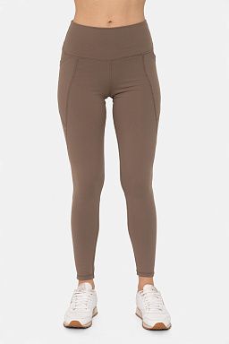 Tapered Band Essential Solid High-Waist Leggings Java