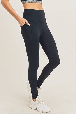 Tapered Band Essential Solid High-Waist Leggings