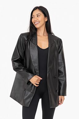 Vegan Leather Oversized Blazer