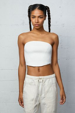 Brit Rib Tube Top White