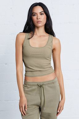 Essential Lara Rib Tank Covert Green